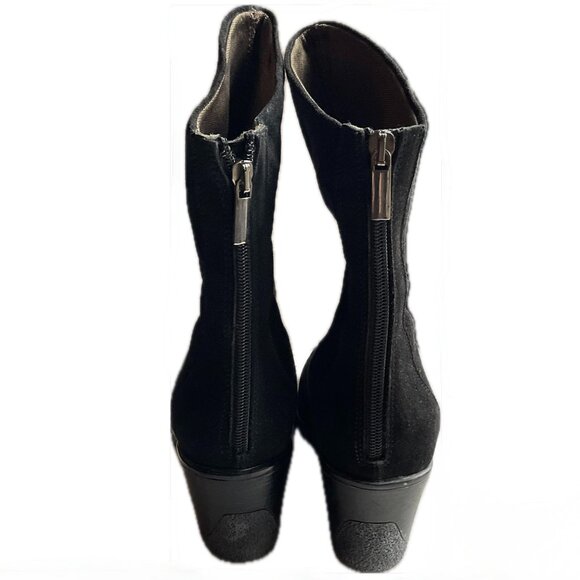 Aquatalia Black Suede Waterproof Black Suede Wedge Heels size 8 New with Box - Picture 6 of 11